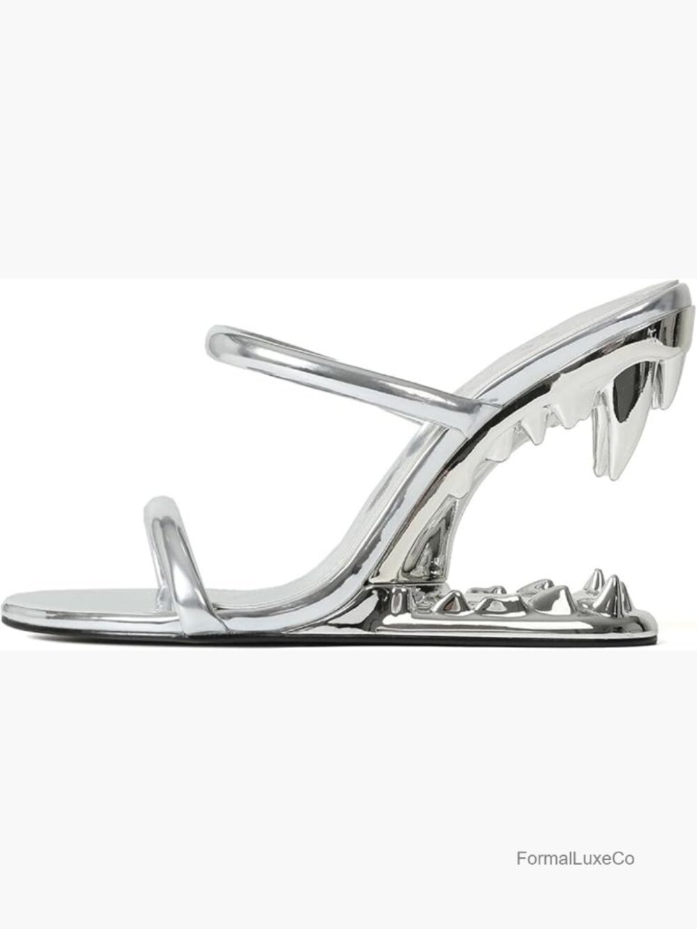 Wedge Sandals Strappy Heels Open Toe Shark Tooth Heel Mules Slip On Party Dress